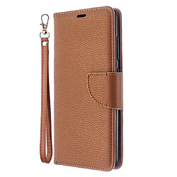 Wewoo Housse Coque Pour Galaxy A51 Litchi Texture Pure Color Horizontal Flip en cuir PU avec support et fentes cartes et portefeuille et lanière marron