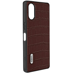 Coque Sony Xperia 5 V Effet Croco Série Crocs Wild, Abeel Marron