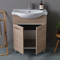 Kiamami Valentina MEUBLE LAVABO À POSER DE 65 CM EN CHÊNE NATUREL | RIMINI