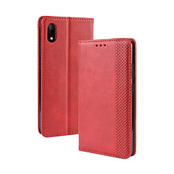 Wewoo Coque Etui en cuir à boucle magnétique avec de texture rétro pour Wiko Jerry 4 support et emplacements cartes et cadre photo Rouge