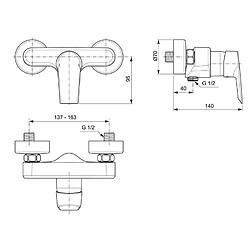 Ideal Standard - Mitigeur douche mural chromé - TESI