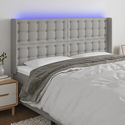 Maison Chic Tête de lit scandinave à LED,meuble de chambre Gris clair 203x16x118/128 cm Tissu -MN65087