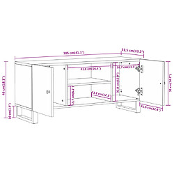 vidaXL Meuble TV marron et noir 105x33,5x46 cm bois massif manguier pas cher