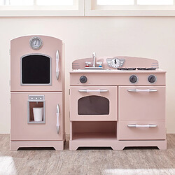 Teamson Kids Cuisine enfant Little Chef dinette en bois rose fille garçon jeux TD-11413P