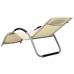 Acheter Maison Chic Chaise longue Jardin| Bain de soleil Relax | Transat textilène crème et gris -GKD14866