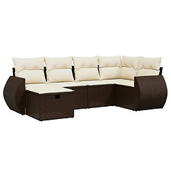 vidaXL Salon de jardin avec coussins 6 pcs marron résine tressée