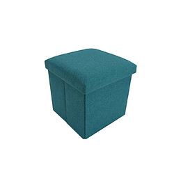 Mobili Rebecca Pouf Repose-Pieds Tabouret Bleu Clair Tissu Récipient 30x30x30