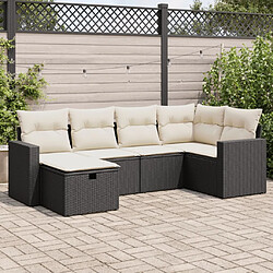 vidaXL Salon de jardin 6 pcs avec coussins noir résine tressée