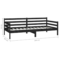 vidaXL Lit de jour sans matelas noir bois de pin massif 90x200 cm pas cher