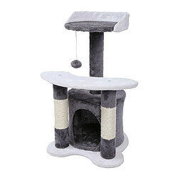 Avis Helloshop26 Arbre à chat 65 cm sisal plateforme niche et balle de jeux griffoir gris et blanc 16_0000003