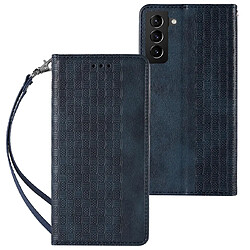 Ozzzo magnet strap coque coque pour samsung galaxy s22 + (s22 plus) pouch wallet + mini lanyard pendant blue