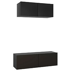 vidaXL Ensemble de meuble TV 2 pcs Noir Bois d'ingénierie