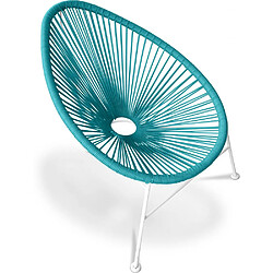 ICONIK INTERIOR Fauteuil Acapulco piétement Blanc Turquoise