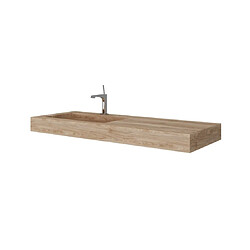 Kiamami Valentina LAVABO EXCENTRÉ LAVABO GAUCHE, 120CM, EN BOIS HPL CHÊNE MIEL