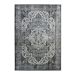 Thedecofactory VISCOSE IMPERIALE - Tapis en viscose médaillon gris foncé 120x160