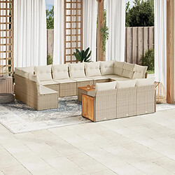 vidaXL Salon de jardin avec coussins 14 pcs beige résine tressée