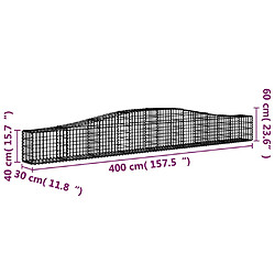 vidaXL Paniers à gabions arqués 10 pcs 400x30x40/60 cm Fer galvanisé pas cher