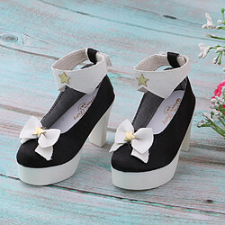 Acheter 1/3 de jolies chaussures à talons bowknot pour les accessoires de robe de poupée BJD noirs