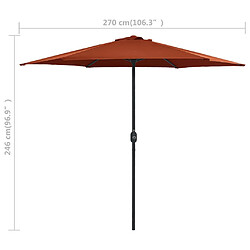 vidaXL Parasol de jardin et mât en aluminium 270x246 cm Terre cuite pas cher