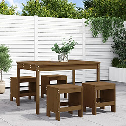 Salle à dîner de jardin 5 pcs,Table et chaise à manger marron miel bois pin massif -MN58516