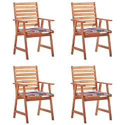 vidaXL Chaises à manger d'extérieur lot de 4 et coussins Acacia massif