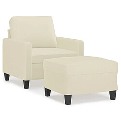 vidaXL Fauteuil avec repose-pied Crème 60 cm Similicuir