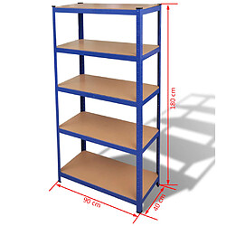 vidaXL Étagère de rangement à 5 niveaux Bleu Acier et bois ingénierie pas cher