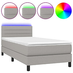 Sommier à lattes et LED,Cadre à lattes de lit avec matelas pour Adulte Gris clair 80x200cm -MN28809