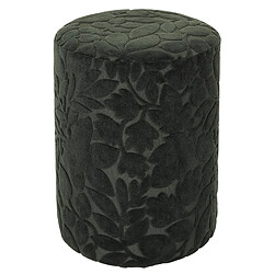 The Home Deco Factory Pouf en tissu motif feuilles - Vert foncé