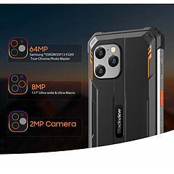 Avis BV8900 Pro Blackview Dual SIM 4G Téléphones mobile Orange - 6.5" 16Go/256Go/TF-1To 10000mAh 33W NFC GPS (398g)