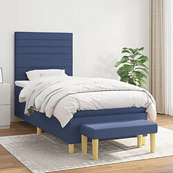 Maison Chic Lit adulte- Lit + matelas,Sommier à lattes de lit avec matelas Bleu 90x200 cm Tissu -GKD69580