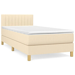 vidaXL Sommier à lattes de lit et matelas Crème 90x190 cm Tissu