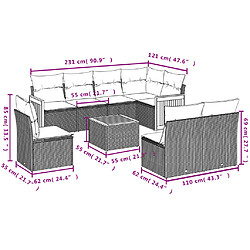 Avis Maison Chic Salon de jardin 9 pcs avec coussins | Ensemble de Table et chaises | Mobilier d'Extérieur noir résine tressée -GKD11170