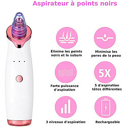 Chrono Aspirateur points noirs extracteur d'acné visage-sébum avec câbles USB 5 embouts et éponge filtrante rechargeable(Or rose)