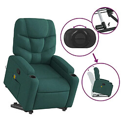 Maison Chic Fauteuil Relax pour salon, Fauteuil inclinable de massage Vert foncé Tissu -GKD16604 pas cher