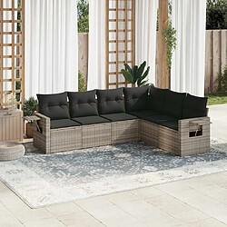 vidaXL Salon de jardin 6 pcs avec coussins gris clair résine tressée