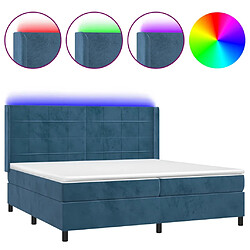 vidaXL Sommier à lattes de lit matelas et LED Bleu foncé 200x200 cm