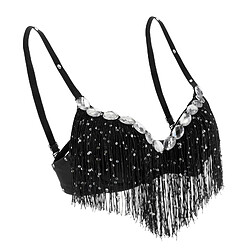 Soutien-gorge De Danse Du Ventre Sparkle Sequined Tassel Top Party Club Black pas cher