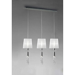 Luminaire Center Suspension Tiffany 3+3 Ampoules E27+G9 Line, chrome poli avec Abat jour blancs & cristal transaparent