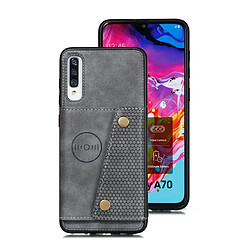 Wewoo Coque Rigide Pour Galaxy A70s Etui de protection magnétique antichoc en PU + TPU avec fentes cartes Gris