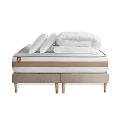 Marmottes & Co Pack prêt à dormir matelas LE TENDRE 180x200 Ressorts ensachés + Mémoire de forme + double sommiers Beige