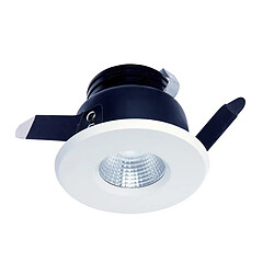 Inspired Cies Downlight 8.4cm Rond 7W COB LED 3000K, 590lm, IP54, Blanc Mat, Driver Inclus, 3 ans de Garantie