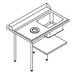 Table de Prélavage Lave-Vaisselle à Capot avec Vide-Ordures - Accrochage à Gauche - L 1200 mm - Elettrobar