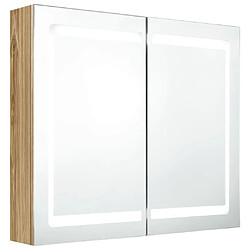 vidaXL Armoire de salle de bain à miroir LED Chêne 80x12x68 cm