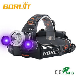 Universal Lampe frontale violette à LED 6000LM XM T6 + 2 * XPE 395nm Lampe frontale 3 mode Chargeur USB Lampe frontale violette Recherche Pêche | Lampe frontale Lampe frontale | Lampe frontale Lampe