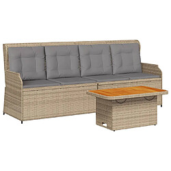 vidaXL Salon de jardin avec coussins 3 pcs beige résine tressée