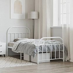 Avis vidaXL Cadre de lit métal sans matelas avec pied de lit blanc 90x190cm