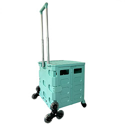 Acheter Secury-T Chariot de courses 8 roues - Pliable - Plastique - Avec Couvercle - Bleu Turquoise - 70Kg