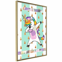 Paris Prix Affiche Murale Encadrée Dabbing Unicorn 20 x 30 cm Or