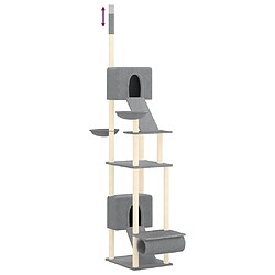 Acheter Helloshop26 Arbre à chat meuble tour grimper jouet grattage grattoir escalade plateforme du sol au plafond clair 277-303 cm gris 02_0022758